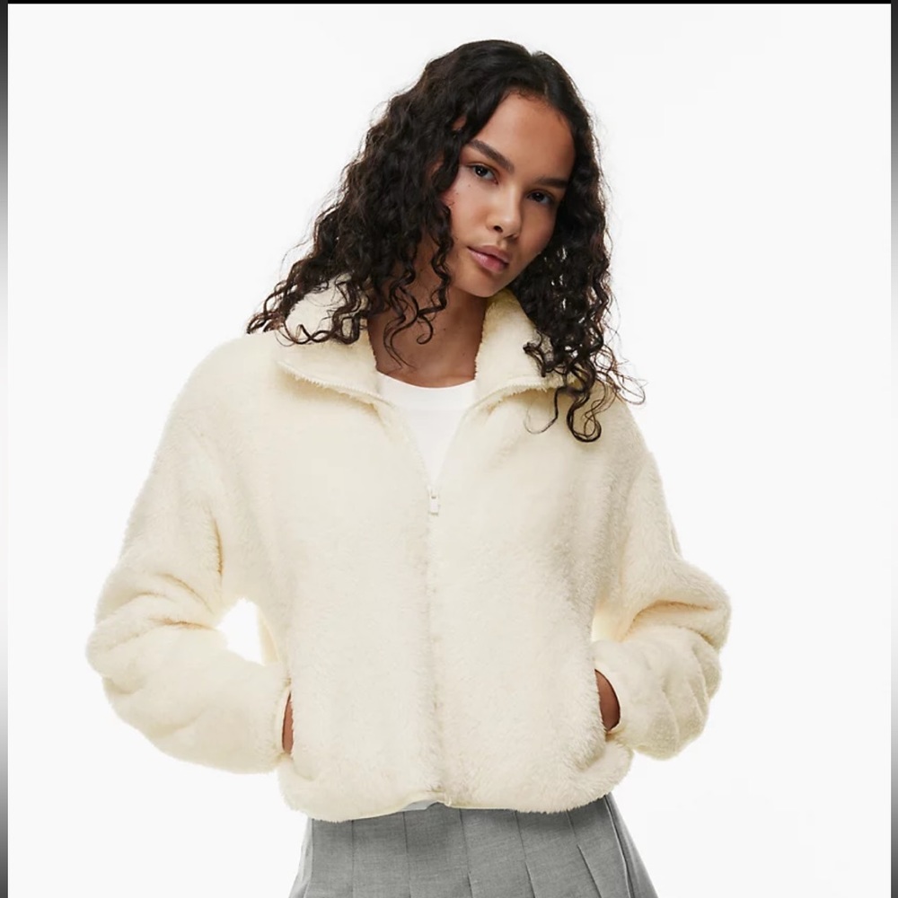 Aritzia Mockneck Fuzzy Zip Up